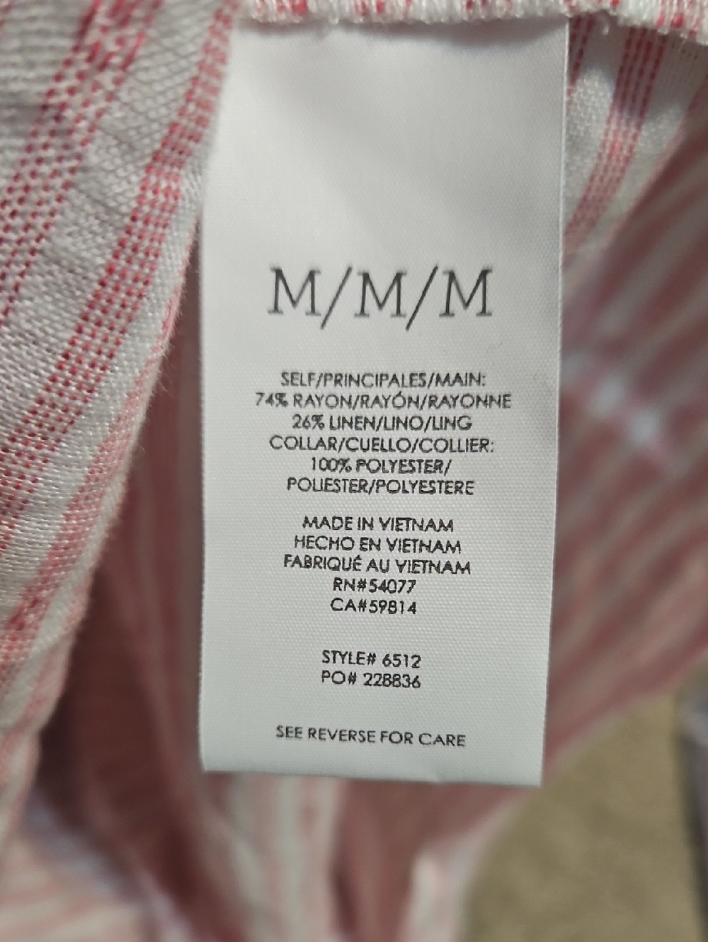 Cabi Striped Pink Linen Blend Button-Front Floral Top - Picture 7 of 7